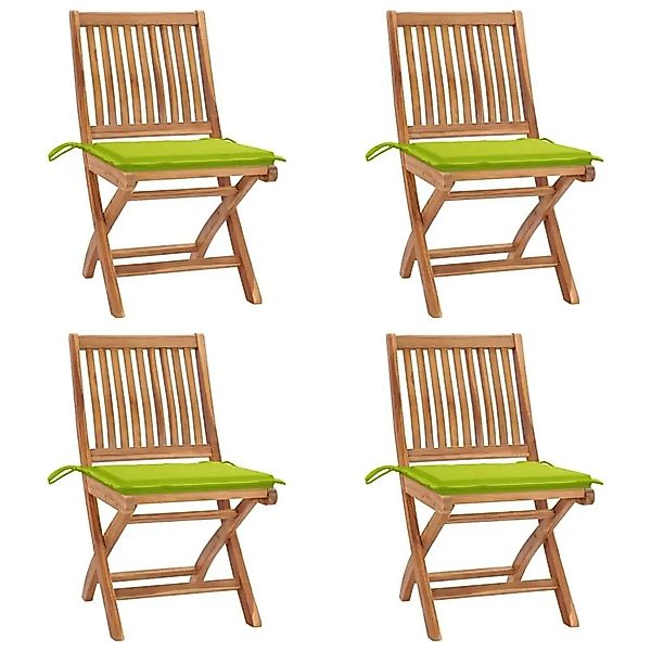 vidaXL Klappbare Gartenstühle mit Kissen 4 Stk Massivholz Teak 3072818 günstig online kaufen