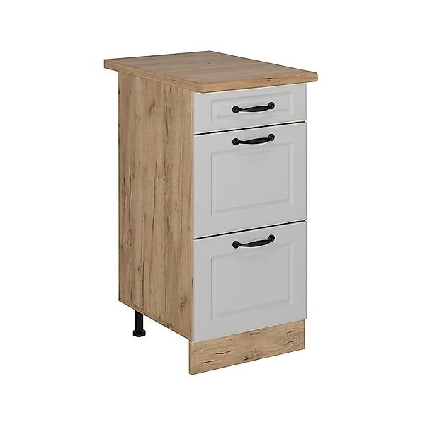 Vicco Unterschrank R-Line, Weiß Landhaus/Goldkraft Eiche, 40 cm mit Schubla günstig online kaufen