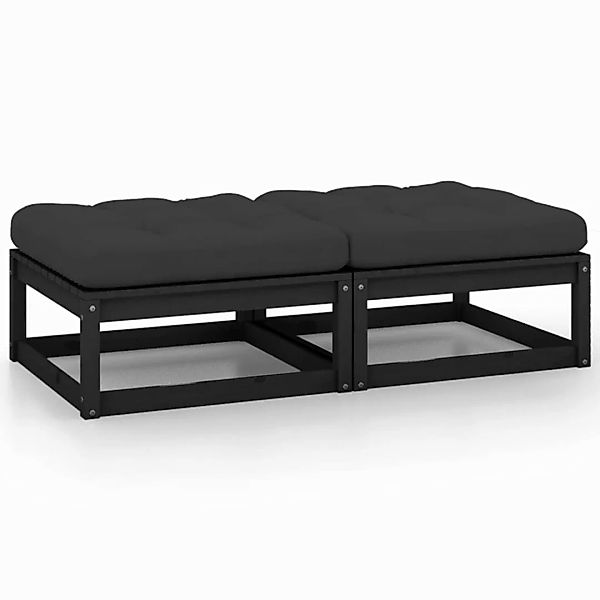 Garten-fußhocker Mit Kissen 2 Stk. Schwarz Massivholz Kiefer günstig online kaufen