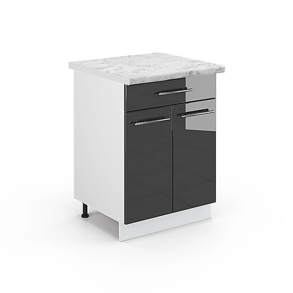 Vicco Unterschrank Fame-Line, Anthrazit Hochglanz/Weiß 60cm, ohne Arbeitspl günstig online kaufen