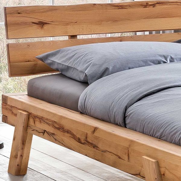 Bett Kernbuche 140x200 cm im Landhausstil 38 cm Einstiegshöhe günstig online kaufen