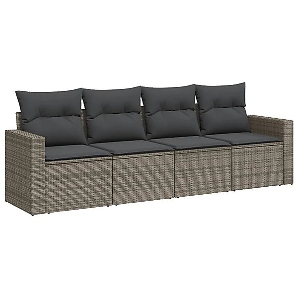 vidaXL 4-Tlg Garten-Sofagarnitur mit Kissen Grau Poly Rattan 3251017 günstig online kaufen