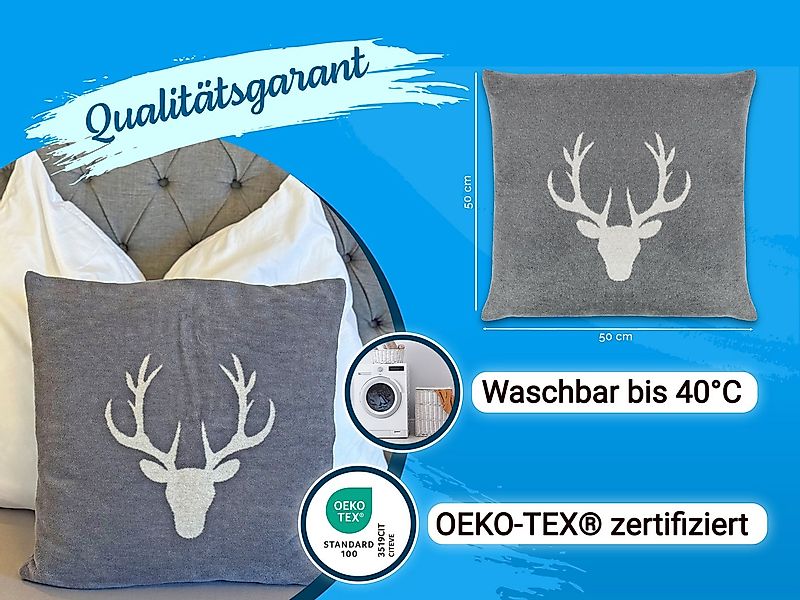 ZOLLNER Kissenbezug, (1 Stück), 50 x 50 cm, 60% Baumwolle, 40% Polyacryl, v günstig online kaufen