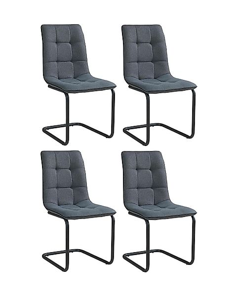 Home4You Freischwinger Schwingstuhl, 4er Set, Dunkelgrau, günstig online kaufen
