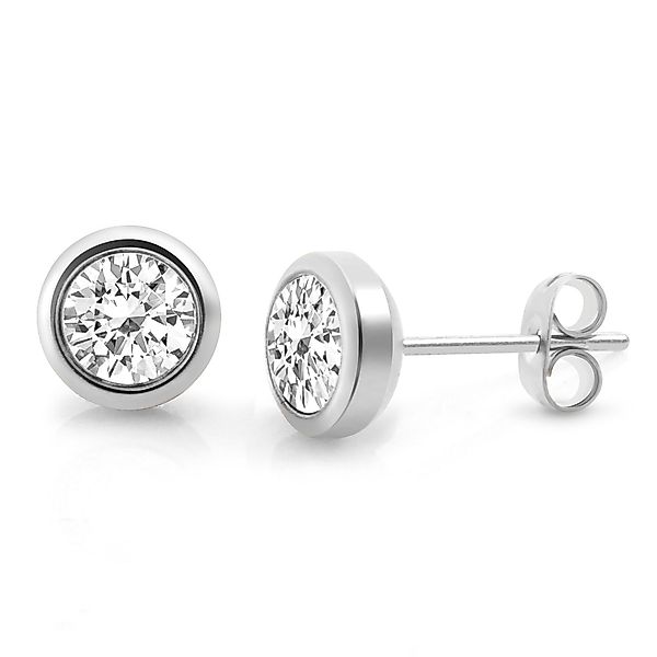Zeeme Paar Ohrstecker "Edelstahl mit weißem Zirkonia 6mm" günstig online kaufen