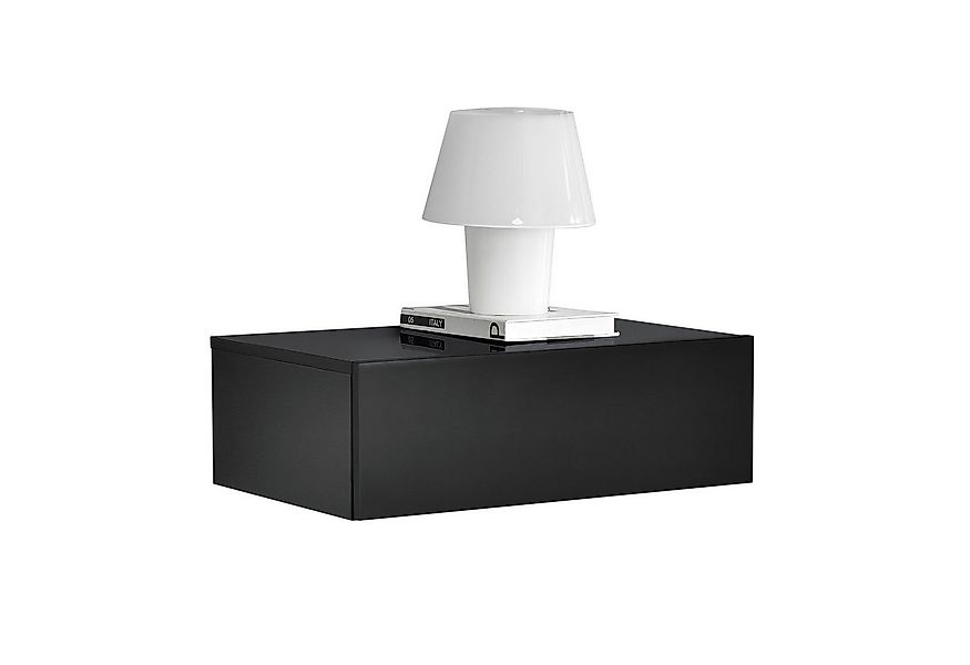 en.casa Nachtschrank »Oslo« Wandboard mit Schublade 46x30x15cm Schwarz Hoch günstig online kaufen