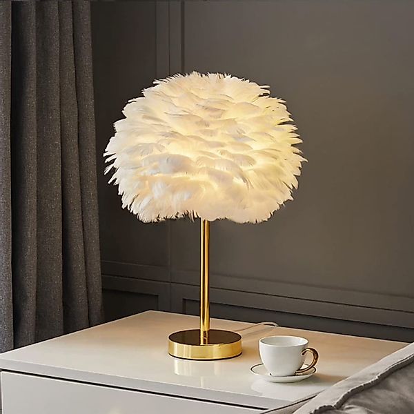 JDONG Tischleuchte 30CM/35CM kunstliche Feder Tischlampe günstig online kaufen