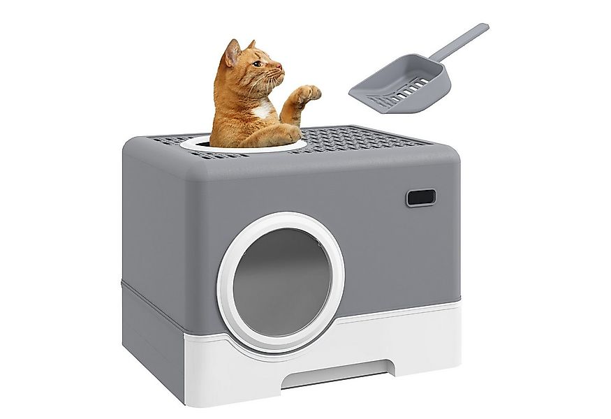 PawHut Katzentoilette Katzenklo mit Schaufel, 2 Ausgänge, Toilette für Katz günstig online kaufen