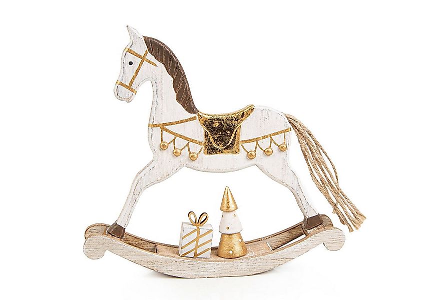 Logbuch-Verlag Dekofigur Schaukelpferd Figur edel Gold weiß aus Holz Weihna günstig online kaufen