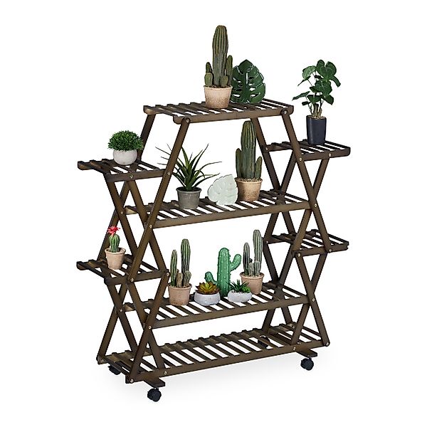 relaxdays Blumenständer Pflanzenregal Bambus dunkelbraun günstig online kaufen