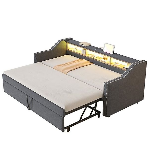 HAUSS SPOLE Schlafsofa 90/180x190 cm, Multifunktionales Staufach, LED-Licht günstig online kaufen