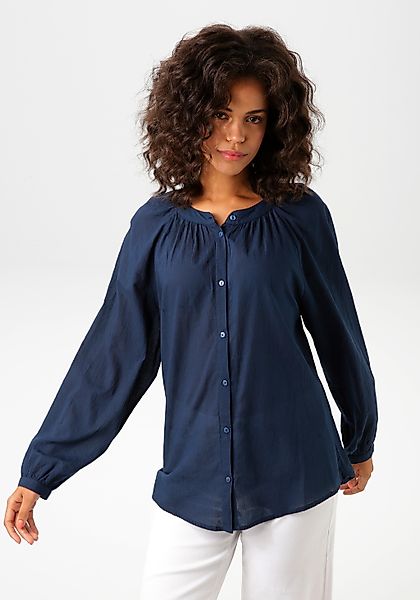 Aniston CASUAL Langarmbluse, aus strukturierter Baumwolle günstig online kaufen