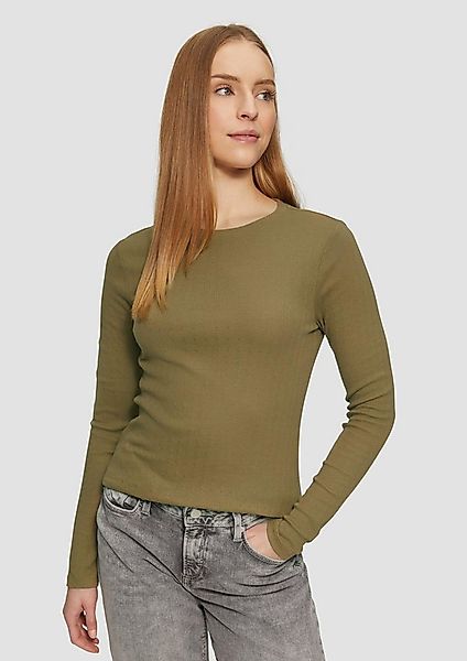 QS Langarmshirt T-Shirt Slim Fit Langarmshirt mit Ajourmuster günstig online kaufen