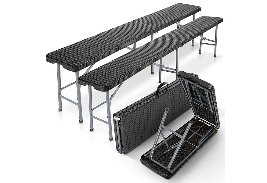 Arebos Bierzeltgarnitur 2x Bierbank Faltbank Klappbar I Tragegriff, 183 x 2 günstig online kaufen