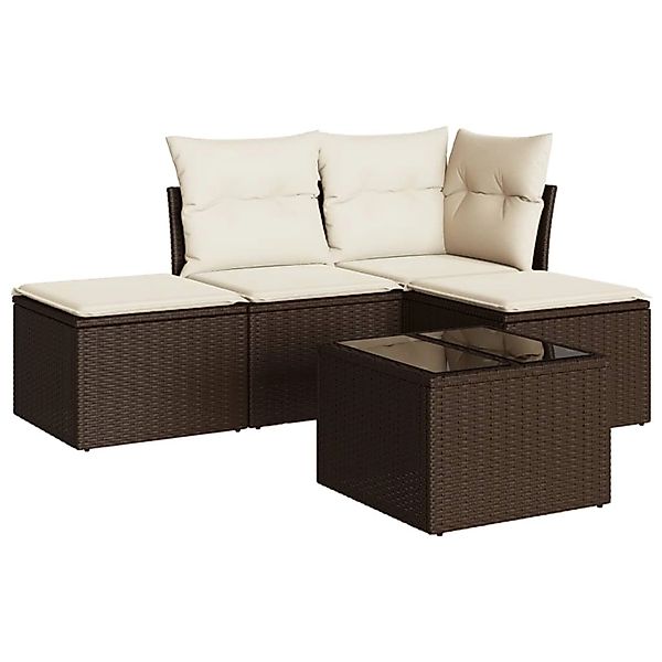 vidaXL 5-Tlg Garten-Sofagarnitur mit Kissen Braun Poly Rattan 3217493 günstig online kaufen