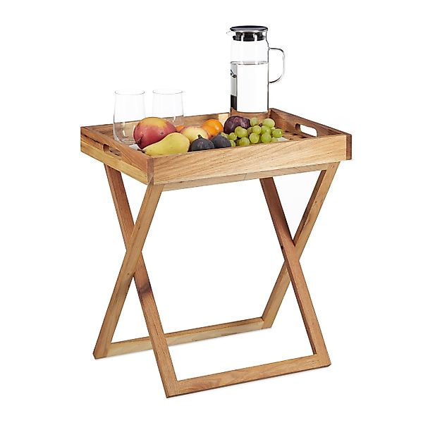 relaxdays Tabletttisch klappbar Walnuss günstig online kaufen