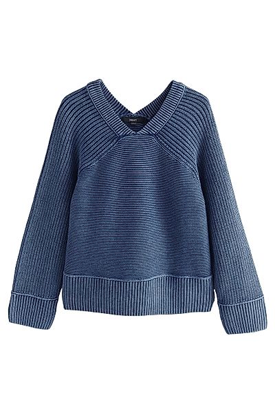 Next V-Ausschnitt-Pullover Legerer Washed-Pullover mit V-Ausschnitt günstig online kaufen