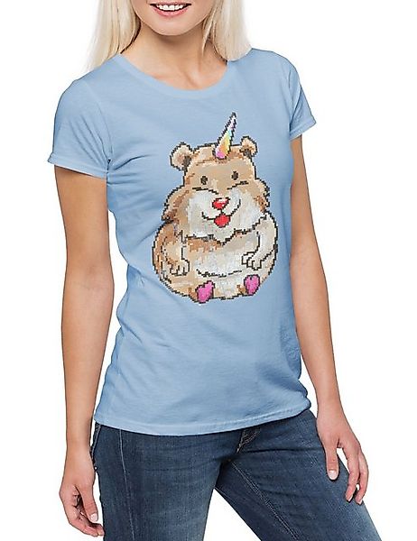 Urban Backwoods Print-Shirt Hamstercorn Damen T-Shirt Einhorn Regenbogen Ha günstig online kaufen