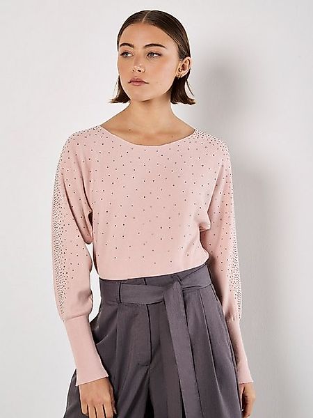 Apricot Strickpullover Gerippter Batwing Pullover, mit Nietenausschnitt günstig online kaufen