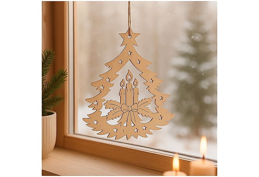 HTI-Living Fensterbild Dekohänger Holz 4er Set Adventskerze, Fensterbild We günstig online kaufen