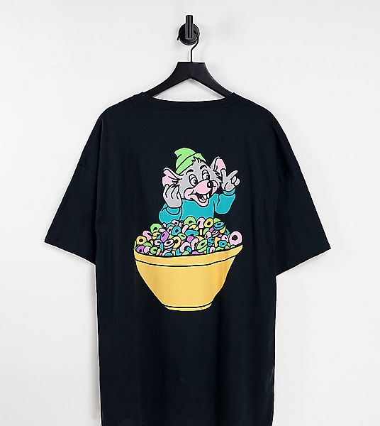 New Love Club Plus – Oversized-T-Shirt mit Glückliche-Maus-in-Müslischalen- günstig online kaufen