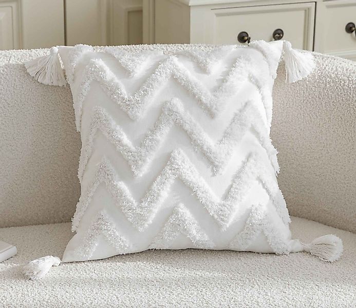 Gardinenbox Kissenhülle, (1 Stück), »Bonn« LxB 45x45 cm Frottee Zickzack 20 günstig online kaufen