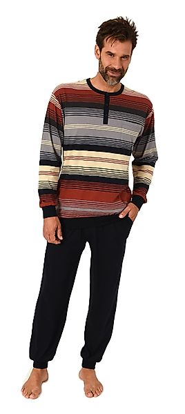Normann Pyjama Normann Herren Schlafanzug lang mit Bündchen und Knopfleiste günstig online kaufen