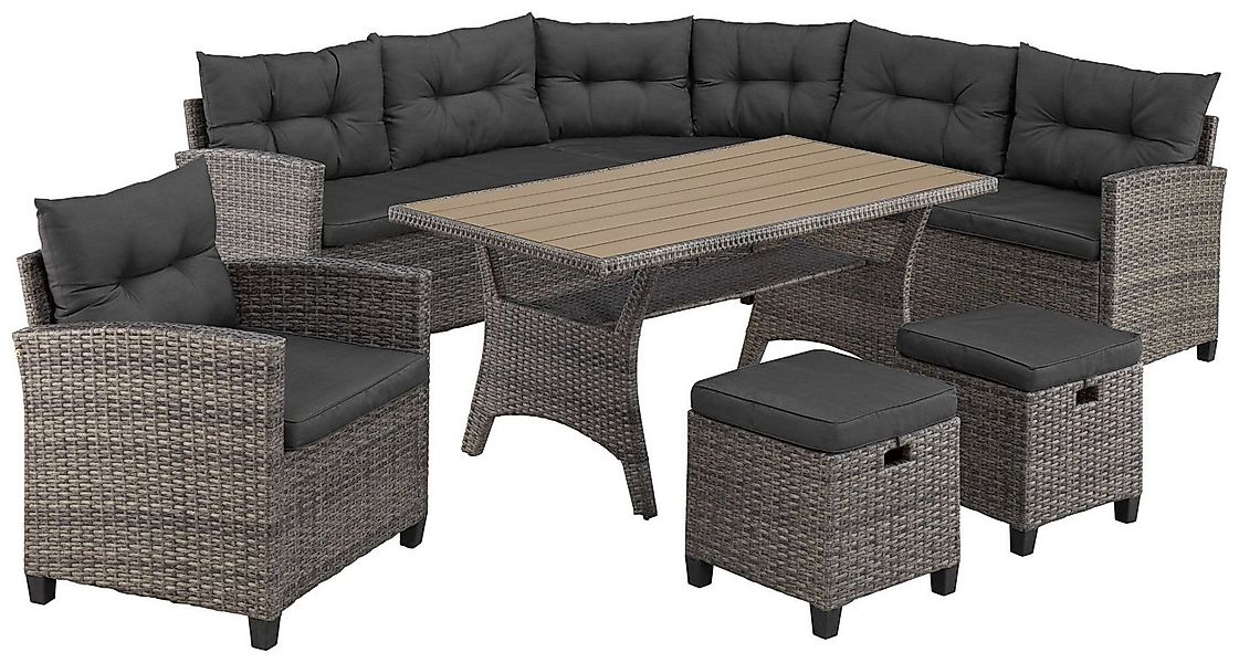 KONIFERA Gartenlounge-Set Keros Premium, (Set, 20-tlg., 2x 2er Sofa, 1x Eck günstig online kaufen