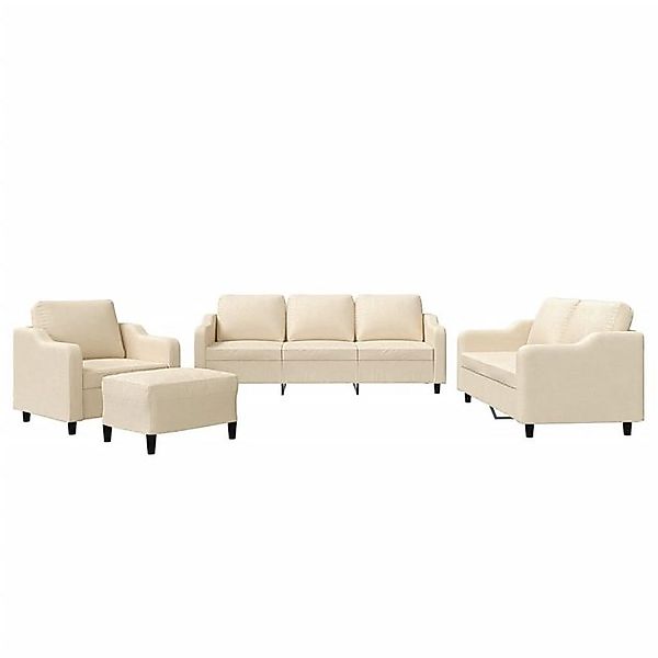 vidaXL Sofa, 4-tlg. Sofagarnitur mit Kissen Creme Stoff günstig online kaufen