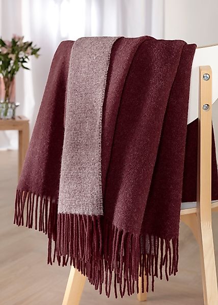 Biederlack Plaid "Soft Impression im Doubleface-Look" Wolle-Kaschmir-Mix günstig online kaufen