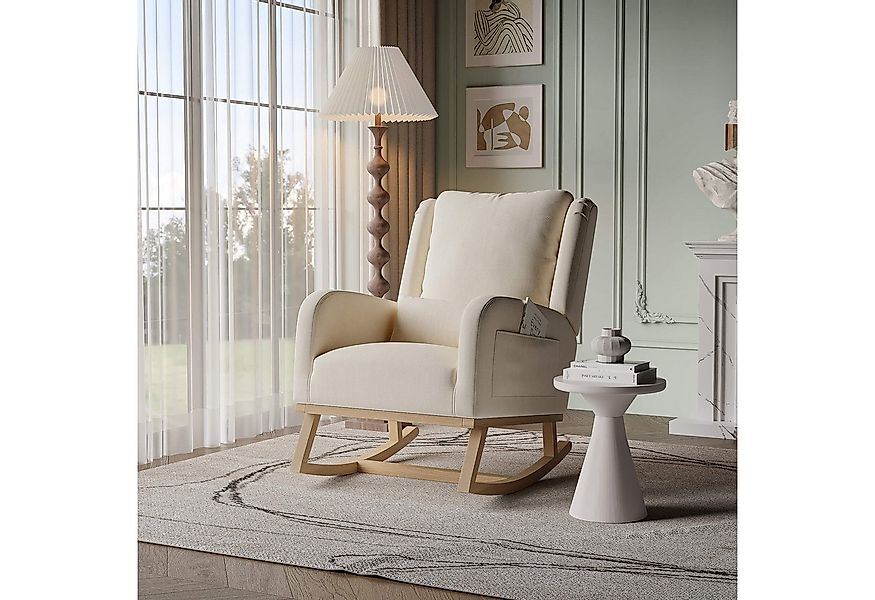 Furnishings Home Schaukelstuhl Hellbeiger Polsterstuhl mit Kissen (Set) günstig online kaufen