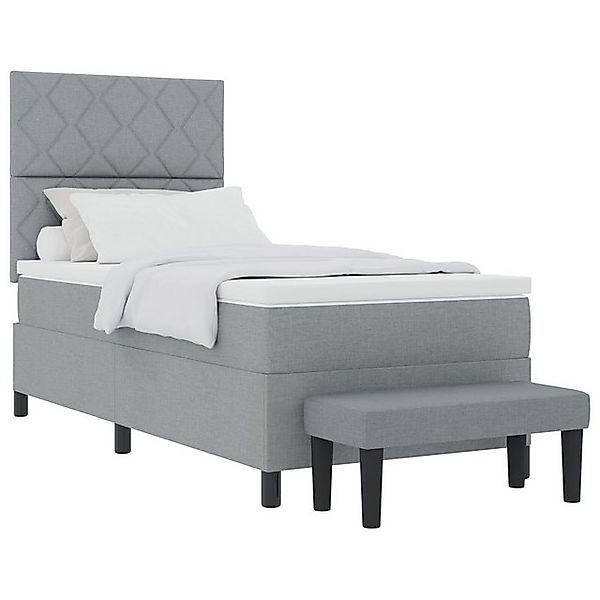 vidaXL Bett Boxspringbett mit Matratze & Bank Hellgrau 100x200 cm Stoff (2- günstig online kaufen