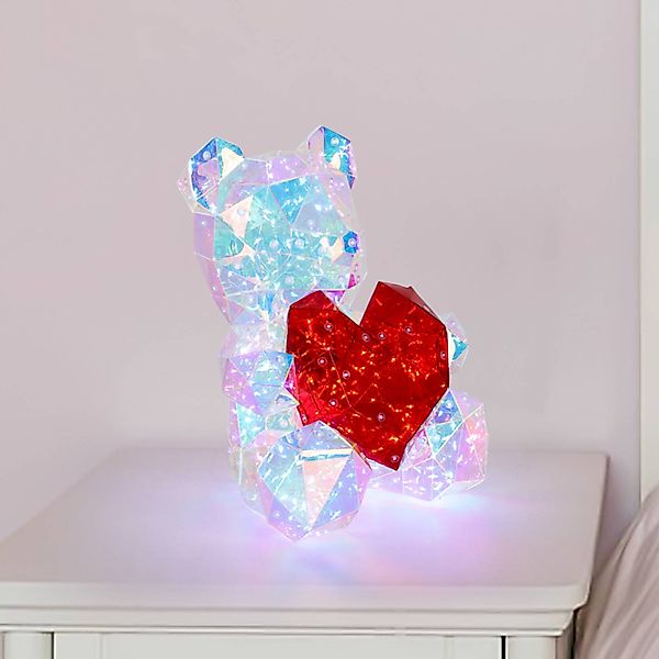 LED-Kinderzimmer-Tischlampe Brondar Bär, rot, Höhe 32 cm günstig online kaufen