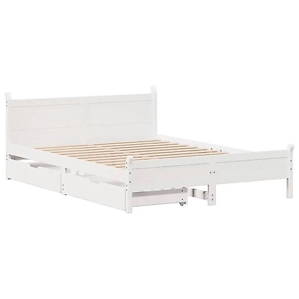 vidaXL Massivholzbett ohne Matratze Weiß 120x200 cm Kiefernholz 3309774 günstig online kaufen
