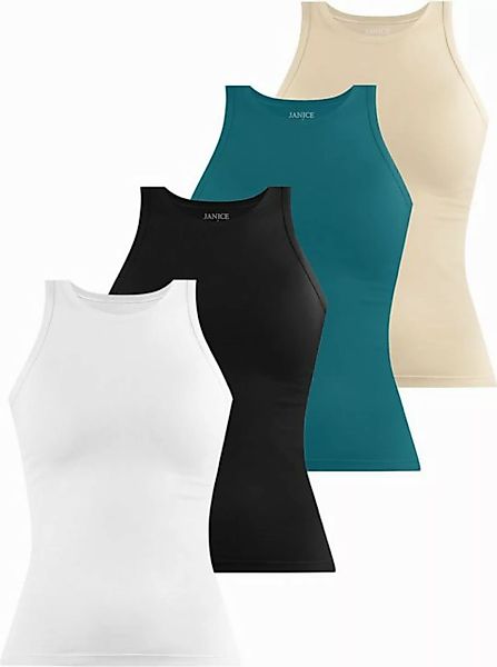 Janice Tanktop 4 x Damen Top hochgeschlossen Nauta Trägertop aus Baumwolle günstig online kaufen