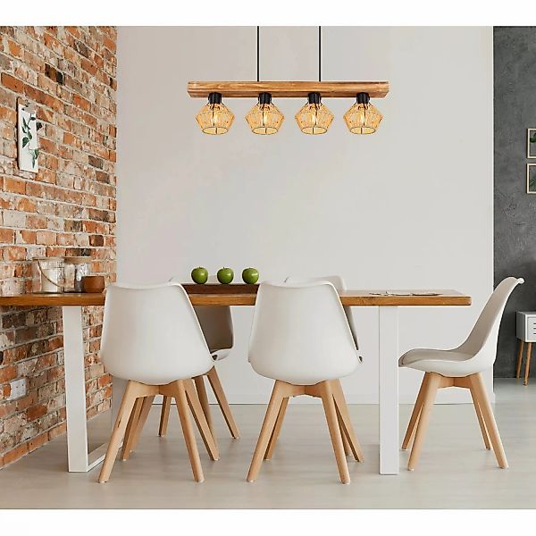 Globo Pendelleuchte Valli 4-flammig Dunkelbraun 800 x 160 x 1200 mm günstig online kaufen
