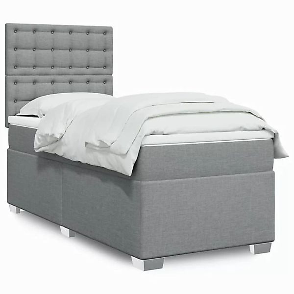 vidaXL Boxspringbett mit Matratze Hellgrau 100x200 cm Stoff2101666 günstig online kaufen