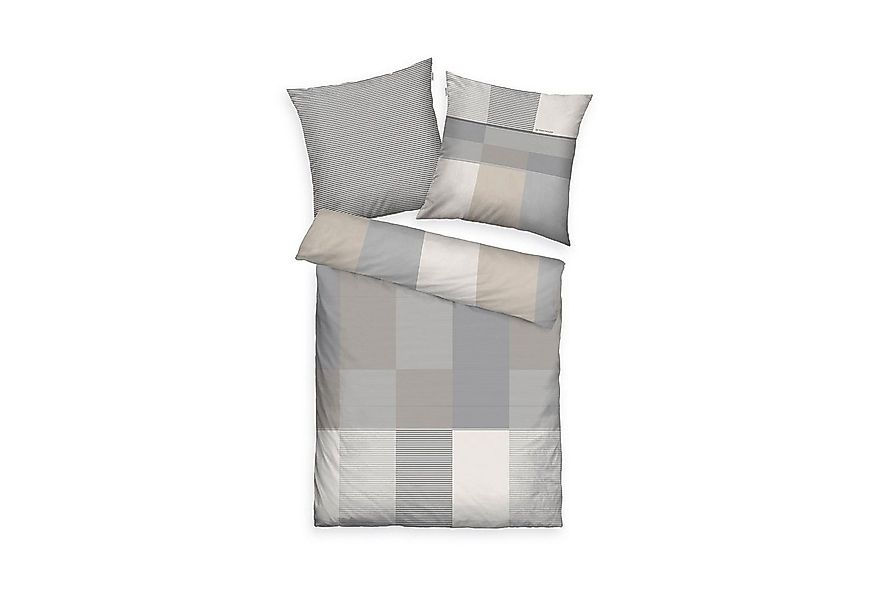 TOM TAILOR Bettwäsche Satin-Wende-Bettwäsche KARO, Grau, 135 x 200 cm, Baum günstig online kaufen