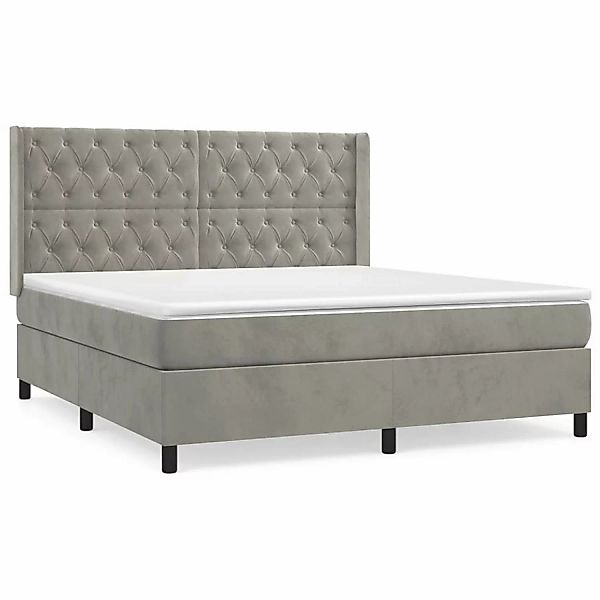 vidaXL Boxspringbett mit Matratze Hellgrau 160x200 cm Samt1389213 günstig online kaufen