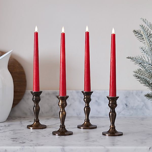 4er Set TruGlow® LED Stabkerzen Echtwachs rot mit Fernbedienung günstig online kaufen