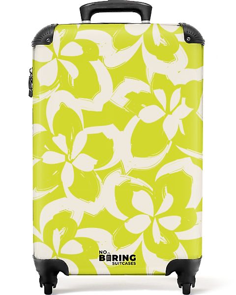 NoBoringSuitcases.com© Hartschalen-Trolley Gelb mit weißen Blüten günstig online kaufen