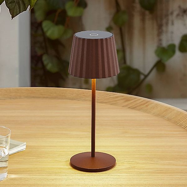 Lindby LED-Akku-Tischleuchte Esali, rostbraun, IP65 günstig online kaufen