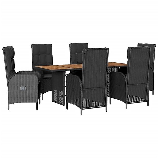 vidaXL 7-Tlg Garten-Essgruppe mit Kissen Schwarz Poly Rattan 3213514 günstig online kaufen