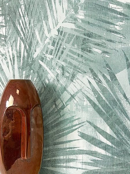 Newroom Vliestapete, Blau Tapete Modern Dschungel - Mustertapete Blumentape günstig online kaufen