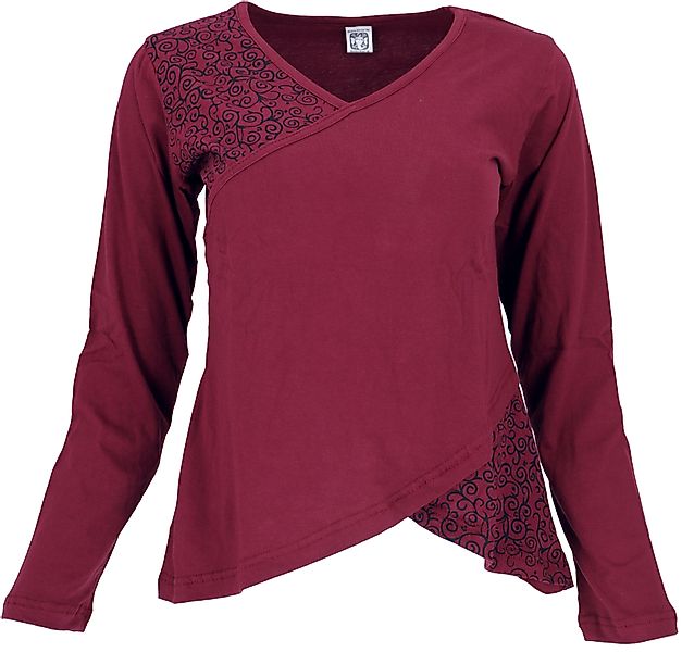 Guru-Shop Longsleeve Langarmshirt Boho-chic - weinrot günstig online kaufen