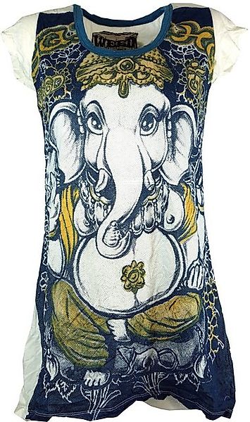 Guru-Shop T-Shirt Weed Longshirt, Minikleid - Ganesh weiß/blau Festival, Go günstig online kaufen
