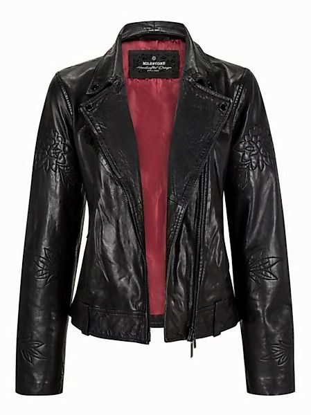 Milestone Lederjacke MS-Nelly mit floralen Mustern im Biker-Look aus Lammle günstig online kaufen