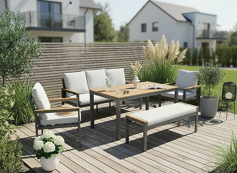 KONIFERA Garten-Essgruppe "Salamanca" Set, 3erBank, 2x Sessel,1x Bank,1x Ti günstig online kaufen
