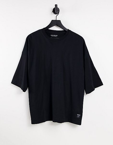 Pull&Bear – Schwarzes Oversize-T-Shirt günstig online kaufen