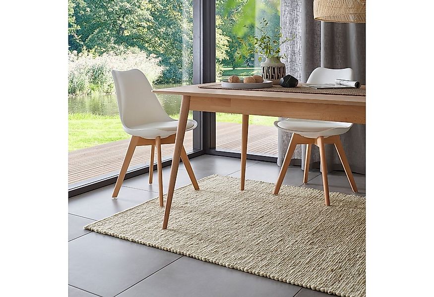 TaCa Home Wollteppich Handweb Woll-Teppich, rechteckig, Höhe: 10 mm, Beige günstig online kaufen